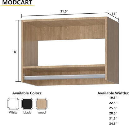 Tall Hanging Closet Unit, Modular System Organizer With Storage for Walk-In Closets, Clothing Rack Wardrobe for Hanging Clothes, Bedroom, Wood, 31.5"W