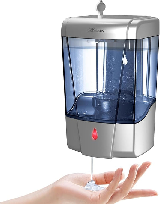 Soap Dispenser Wall Mount, Automatic Hand Sanitizer Dispenser 600ml Gel n Liquid Touchless Commercial Wall Soap Dispenser for Bathroom,Silver-600ml