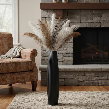 Floor Vases, Tall Floor Vase 23.6 inch (60CM, 1.96FT) Tall Vases, Sturdy Black Vase for Living Room Decor, Resin Black