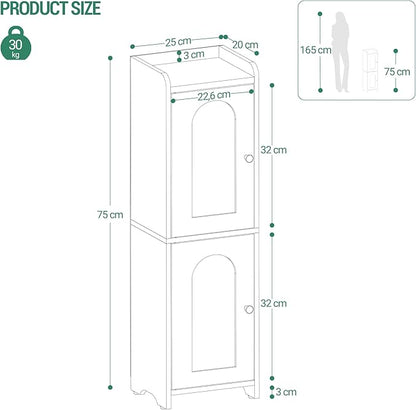 Hzuaneri Bathroom Storage Cabinet, Small Corner Floor Cabinet with 2 Doors and Adjustable Shelf, Narrow Toilet Paper Cabinets, Bathroom Organizer for Small Spaces, 7.9" D x 9.8" W x 29.5" H Black
