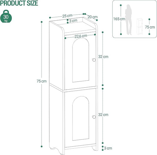 Hzuaneri Bathroom Storage Cabinet, Small Corner Floor Cabinet with 2 Doors and Adjustable Shelf, Narrow Toilet Paper Cabinets, Bathroom Organizer for Small Spaces, 7.9" D x 9.8" W x 29.5" H Black
