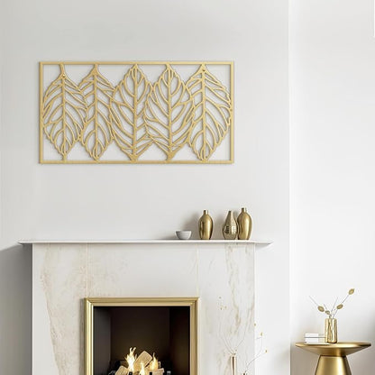 SIGNLEADER Metal Wall Decor Leaf Blade Minimalist Modern Abstract Wall Sculpture Hangings Home Decoration for Living Room, Bedroom, Bathroom, Kitchen, Outdoor - 36" Gold
