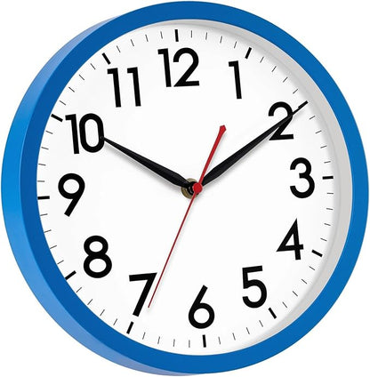 AKCISOT 12 Inch Wall Clock Silent Non Ticking Modern Wall Clocks Battery Operated, Analog Classic Clock Decorative for Bedroom, Kitchen, Home Office, Bathroom, School, Living Room(Blue)