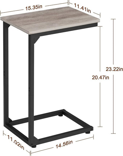 AMHANCIBLE C Shaped Side Table, End Tables Living Room Set of 2, Slide Under Couch Table for Sofa, TV Trays for Bedroom, Small Space, Greige HET02CGY