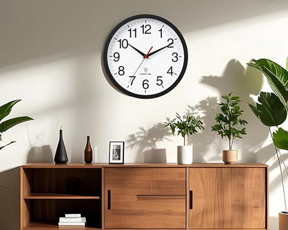 Rohioue Atomic Wall Clock, Modern 10 Inch Battery Operated Wall Clocks, Analog Clock for Living Room, Office, Home, Bedroom, Kitchen, Bathroom(Black)