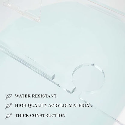 32" Supreme - Clear Acrylic Bathtub Tray Caddy Tub Shelf, Spa Board Luxury Bathroom Bath tub Table, Fits Across Bathtubs, Book, iPad and Wine Glass Holder (Supreme, 32")