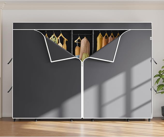 VIPEK V50C Black Portable Closet Rack with Black Cover, Large Freestanding Wardrobe Closet Heavy Duty Clothes Rack Sturdy Clothing Rack for Hanging Clothes, Max Load 1300lbs