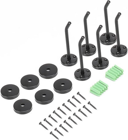 NearMoon Coat Hooks, Wall Mount Hooks for Hanging Hat Hurse Robe, 304 Stainless Steel Heavy Duty Towel Hangers for Bathroom Livingroom Hotel Kitchen Garage, 6 Pack (4 Inch, Matte Black)