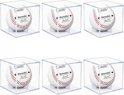 6 Pack Baseball Display Case UV Protected Acrylic Clear Baseball Holder Square Cube Ball Protector Memorabilia Autograph Display Box