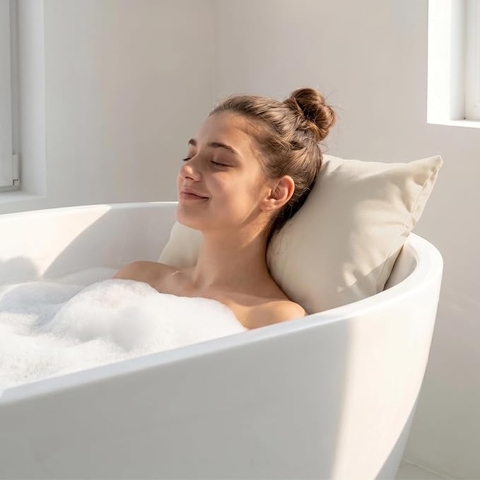 Luxury Bathtub Pillow, Skin-Friendly Cushion, Support Back, Neck & Head, Non-Slip, Adjustable Thickness Fits All Tub, Washable & Quick-Drying - Gift for Christmas Birthday Father's Day
