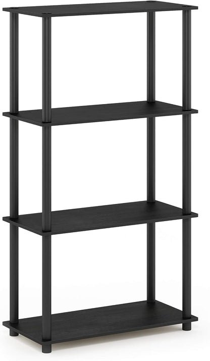Furinno Turn-N-Tube 4-Tier Multipurpose Shelf Display Rack, Round Tubes, Americano/Black