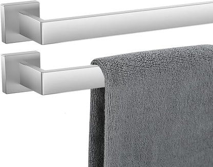 Towel Bar 2 Pack for Bathroom 28 Inch Brush Nickel Towel Holder 12/16/20/24/28/32/36 In Stainless Steel SS304 Rustproof Towel Rack Modern Square Towel Rod for Bathroom Wall(2, Brushed Nickel, 28 Inch)