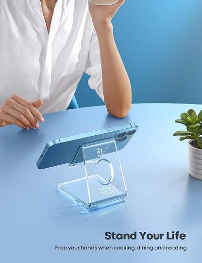 Lamicall Cell Phone Stand, Desk Accessories - Clear Office Cell Phone Holder, Acrylic Phone Stand, Desktop, Acrylic Office Desk Decor Accessories, Suitable for iPhone, 4-8'' Phone, Gifts