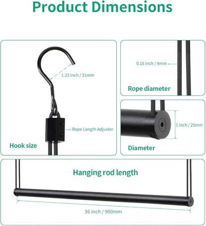 BaiNong Adjustable Closet Hanging Rod Heavy Duty 36'' Black (Black, 36 Inch)