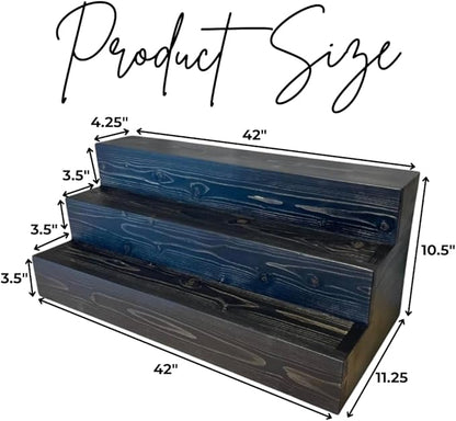 Handmade Tiered Display Shelving - Three Tier Bar Display - Bar Organizer - Liquor Bottle Display (42" without Back, Black)