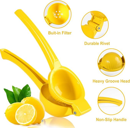 TEZZ Lemon Squeezer, Large Metal Manual Lime Citrus Juicer Hand Press | Ergonomic handle large bowl easy press for lemons and limes