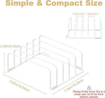 Cutting Board Organizer and Baking Sheet Rack, [1-Pack] White Heavy Duty Metal Cookie Sheet Organizer for Cutting Board Storage & Plate Holder for Cabinet, Tray Dividers for Cabinets