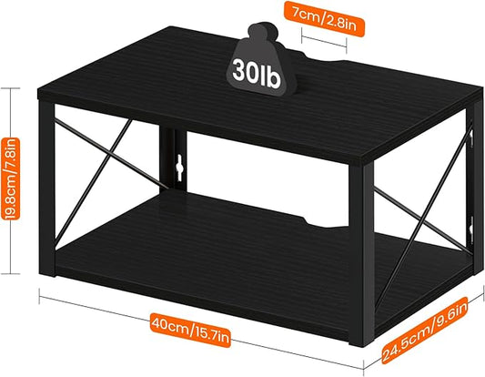 Homode Floating Nightstand, 2 Tier Wall Mounted Nightstand with Cable Hole, Wooden Floating Bedside Table, Bedside Wall Shelf for Bedroom Bathroom Living Room Kitchen Office, Black