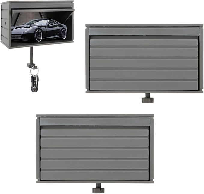 braxan 2 Pack Car Garage Key Holder & Car Key Holder for Wall, Small Toy Car Garage - with Opening Door, Effortless Wall Mount Organizer for Entryway(Grey)