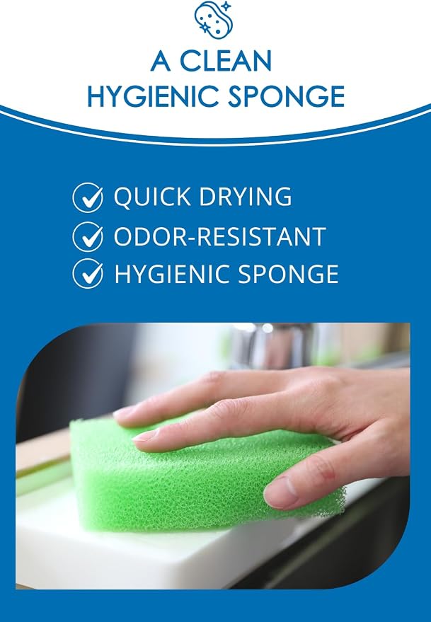 SunSun Sponge Kitchen Sponges, Made in Japan All Surface Scratch-Free Odor Resistant Durable Long-Lasting Sponge for Dishwashing, Monochrome, 4 Count