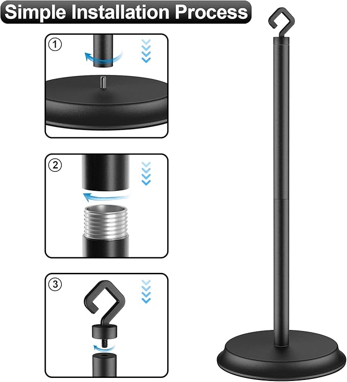KASUNTO Toilet Paper Holder for Bathroom, Metal Free Standing Toilet Paper Storage with Rustproof, Tissue Paper Roll Stand for Bathroom Accessories (Black)