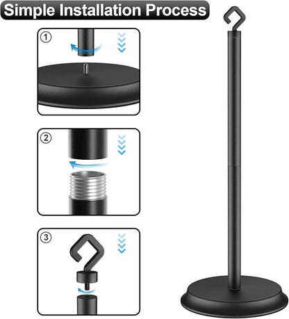 KASUNTO Toilet Paper Holder for Bathroom, Metal Free Standing Toilet Paper Storage with Rustproof, Tissue Paper Roll Stand for Bathroom Accessories (Black)