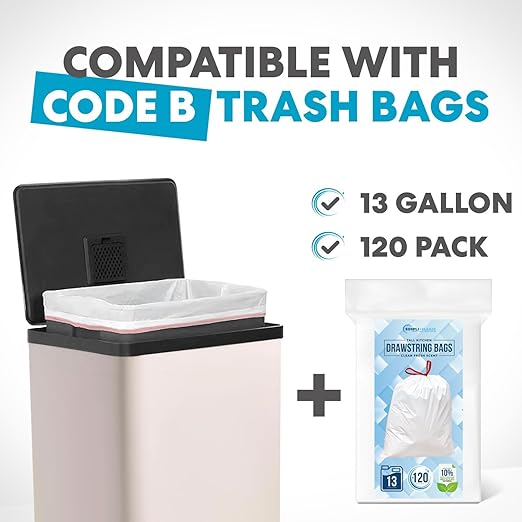Simpli-Magic 50 Liter / 13.2 Gallon Soft-Close, Smudge Resistant Trash Can with Foot Pedal and Built in Filter- White Color