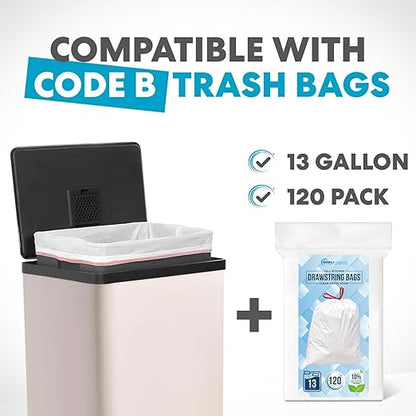 Simpli-Magic 50 Liter / 13.2 Gallon Soft-Close, Smudge Resistant Trash Can with Foot Pedal and Built in Filter- White Color
