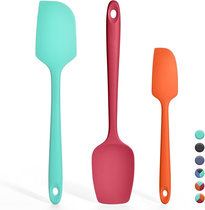 3 Pieces Silicone Spatula Set: Ironberry 600ºF Heat Resistant Food Grade Cooking & Baking Utensils, Kitchen Flexible Nonstick Rubber Scraper for Scraping, Mixing, Scrambling, Flipping (Multicolor 4)