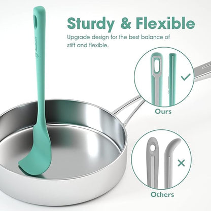 ChefAide 4 Pieces Silicone Spatula Set, Food Grade Rubber Spatula, Upgrade Strong Handle with Ergonomic Grip, Heat Resistant for Nonstick Cookware, Cooking