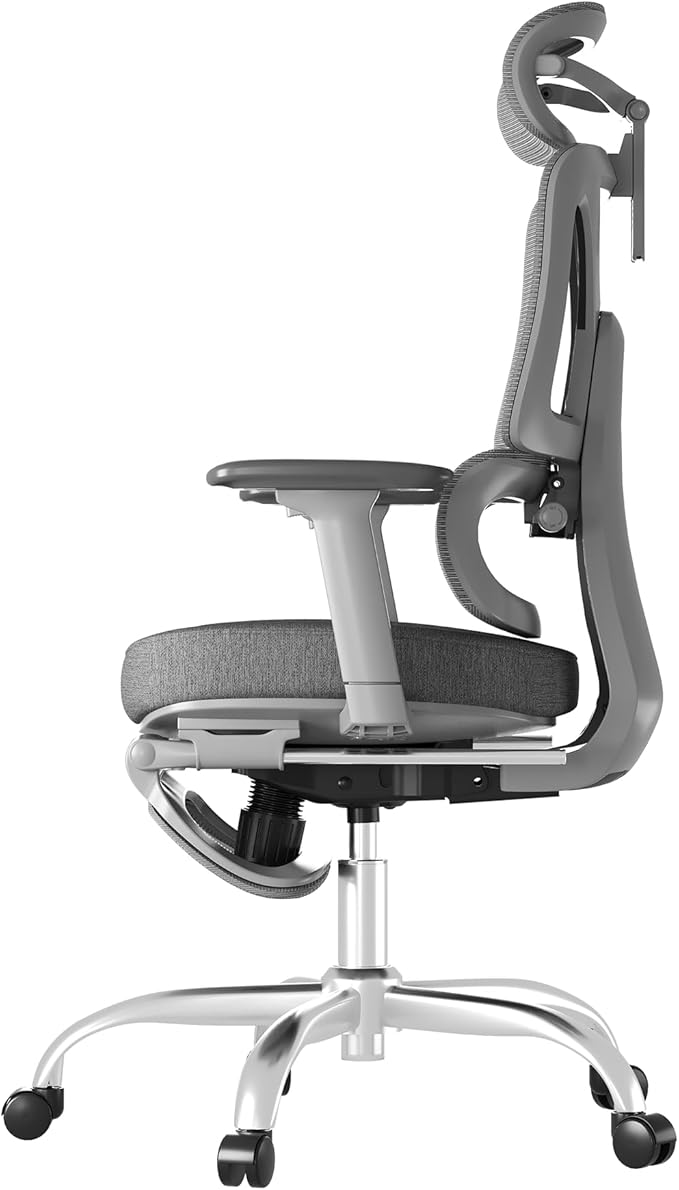 FLEXISPOT ErgoX Premium Ergonomic Office Chair with Footrest- Adjustable 3D Armrests, Dynamic Lumbar Support, Recline & Tilt Function, Mesh Seat, for Home & Office Use,Grey Foam