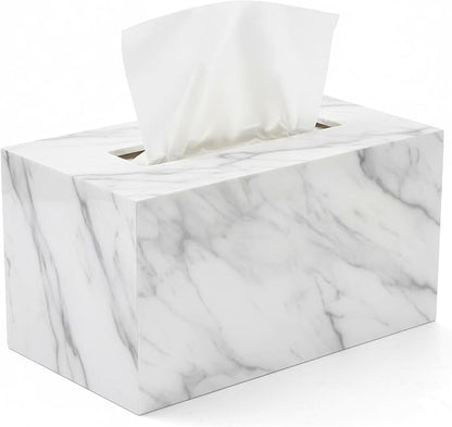 Tissue Box Cover Rectangle - Tissue Box Holder Rectangular - Compatible with Kleenex - Acrylic Marble Bathroom Accessories Decor