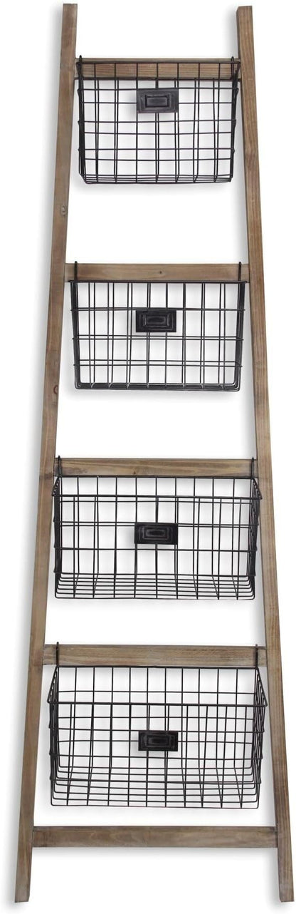 4 Metal Storage Basket Ladder