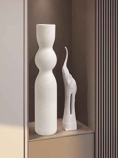 Tall Skinny Vase 15 Inch Thin Vases, Handmade Ceramic Flower Vase Modern Minimalist Style for Living Room, Home, Office, Centerpiece,Table, Wedding Party (White