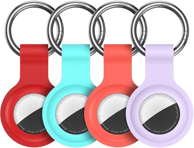Compatible with AirTag Holder Case Keychain 4 Pack, for AirTag 1st & 2nd Generation Key Chain Ring Case Cover for Air Tag Holder GPS Tracker Item Air Tags Finders Air Tagholder for Kids,Bags,Luggages