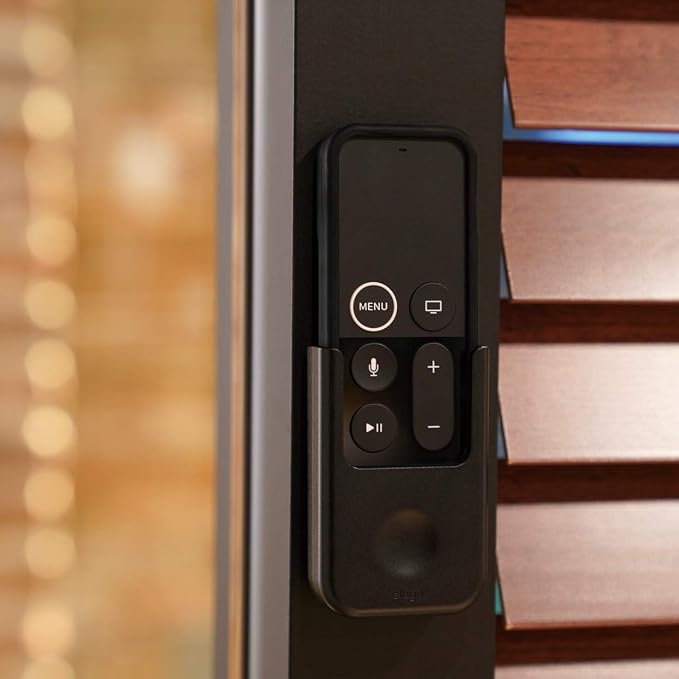 elago Universal Remote Holder Mount Compatible with Apple TV Remote and All Other Remote Controls - Adhesive Tape or Screw Mounting Options, Available Wired Charging [Small] [1st Gen] [Black]