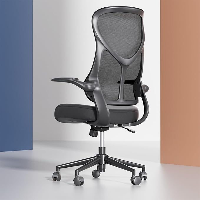 NearHub EC10 Stylish Ergonomic High Back Mesh Reclining Office Chair with Adjustable Flip-Up Armrests,Lumbar Support & Headrest,Breathable & Comfortable Computer Chair for Home, Office & Study