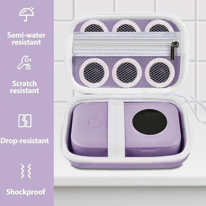 TUGUAI Label Maker Case Compatible with Phomemo D30 NiiMbot D11 D110 SUPVAN E10 Label Printer, Hard Carrying Container Storage Holder Organizer for Tape Roll, Charging Cable (Purple Box Only)