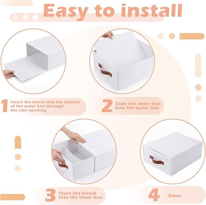 Windyun 4 in 1 Stackable Storage Drawers Closet Organizer with Dividers for Socks Underwear Bras Scarves Ties Large Dresser Organizer Bins Foldable Clothes Storage Boxes, 12 x 15 x 6 Inch(White)