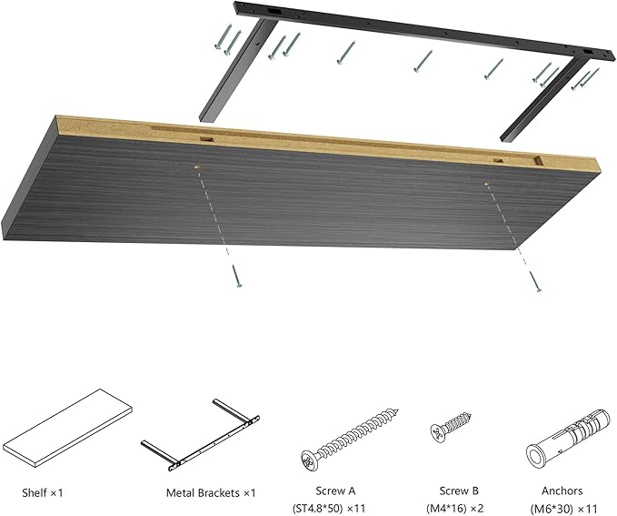 JPND Wall Shelf Set of 2,Dark Wood Floating Shelves 36 in W x 10 in D x 1 in H, Wooden Floating Wall Shelf with Invisible Brackets for Living Room/Bedroom/Bathroom/Kitchen Storage and Decor
