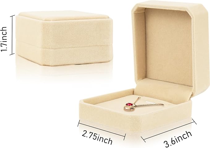 Lamoutor 1Pcs Velvet Necklace Pendant Gift Box Jewelry Gift Box (Beige)
