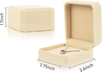 Lamoutor 1Pcs Velvet Necklace Pendant Gift Box Jewelry Gift Box (Beige)