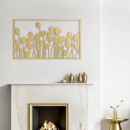 SIGNLEADER Metal Wall Decor Lotus Leaf Minimalist Modern Abstract Wall Sculpture Hangings Home Decoration for Living Room, Bedroom, Bathroom, Kitchen, Outdoor - 24" Gold