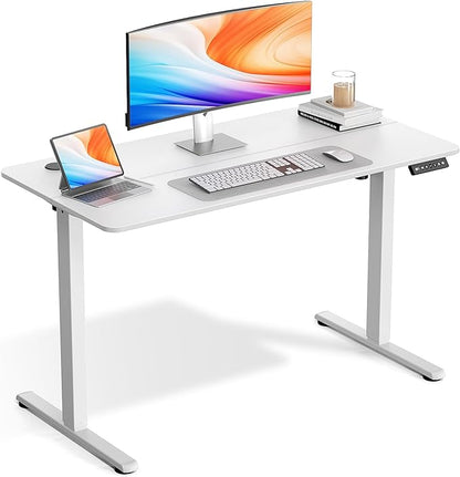 Electric Standing Desk Adjustable Height 48 x 24 Inch, Sit Stand Desk, Stand up Desk for Home Office, Computer Workstation (Spliced Desktop,White)