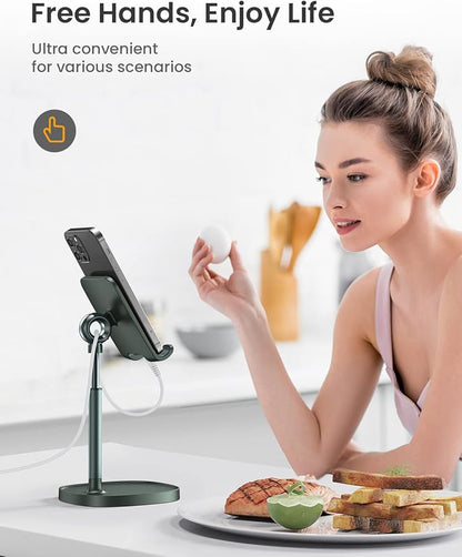 LISEN Green Office Accessories and Decor, Green Phone Stand Computer Office Fun Desk Accessories Bathroom Essentials Desk Accessories for Kindle Stand Moms Gift Birthday Decorations 4-10 inch