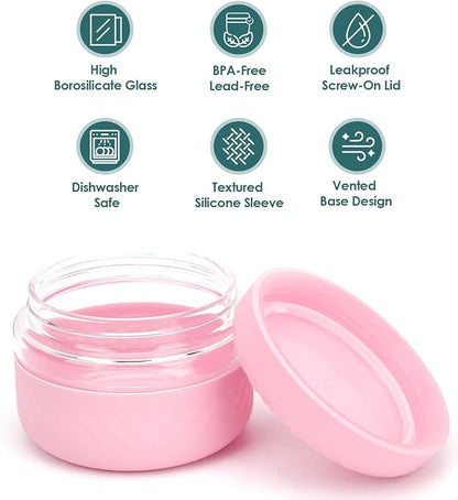 4 Pack 16 oz Glass Lunch Bowl Containers with Lids | Leak & Spill Proof, BPA-Free, Microwave & Dishwasher Safe, Airtight Meal Prep & Food Storage Jar for Lunch, Salad, Soup, Oats, Stew, Yogurt