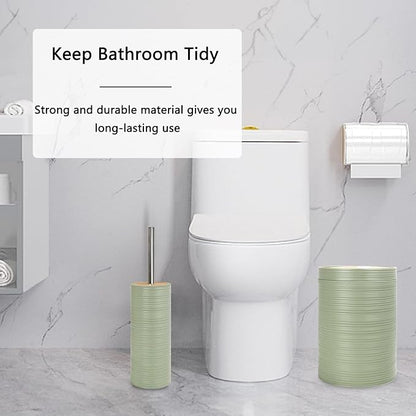 CERBIOR Bathroom Accessories Set 6 Piece Bamboo Bath Ensemble Includes Soap Dispenser, Toothbrush Holder, Toothbrush Cup, Soap Dish for Decorative Countertop and Housewarming Gift, Sriral Green