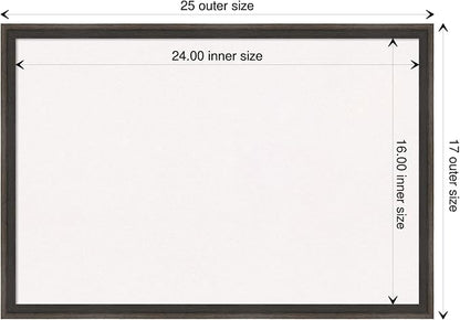 Amanti Art White Cork Board for Wall, 17x25 Vision Board with Brown Wood Frame, Medium Corkboard Office Decor for Home Organization, Casual Corkboard Pinboard to display items for home organization