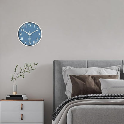 XNM Modern Wall Clocks Battery Operated Classic Analog Clock for Living Room Kitchen Bedroom Decor 12 Inch Simple Blue Wall Clock Silent Non Ticking