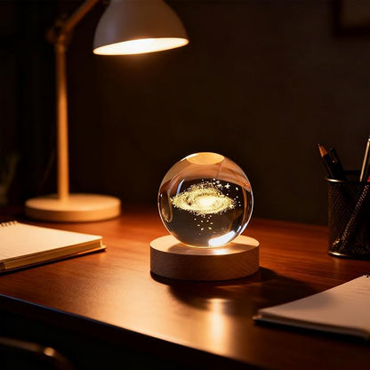 3D Galaxy Crystal Ball, 2.4 inch Universe Gifts Decorative Quartz Glass Ball, Space Astronomy Decor Present Glass Sphere, Physics Display Sculpture Home Decor Crafts for Office Desk Home
